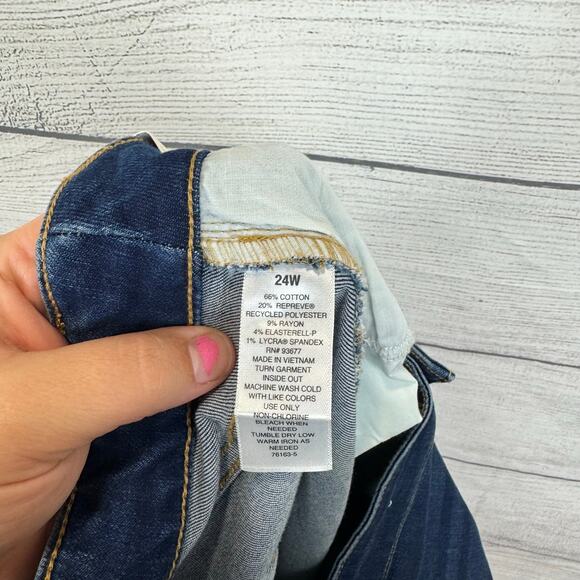 A New Approach Plus Size Dark Wash High Rise Distressed Jeggings Size 24W - Picture 8 of 8